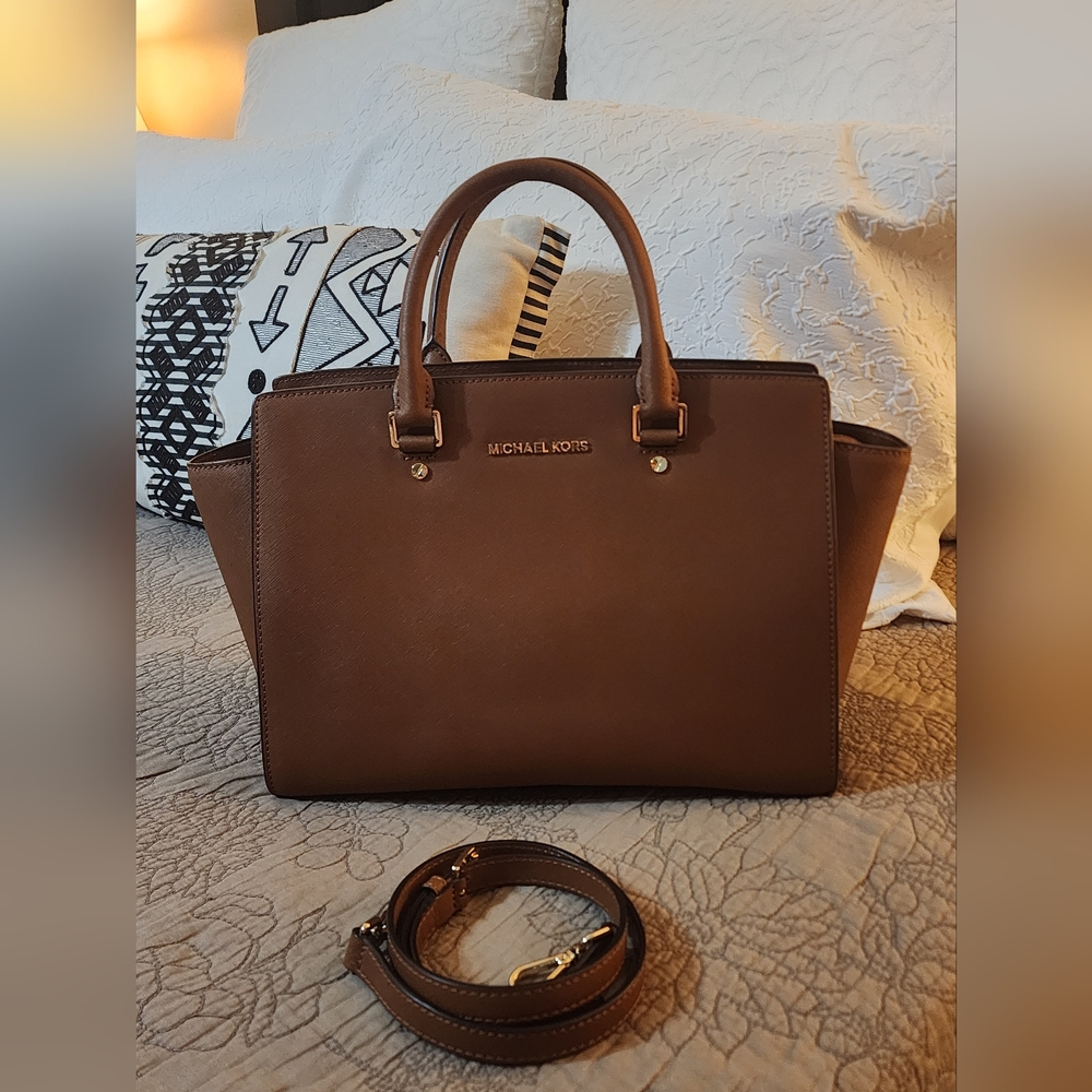Michael Kors Selma Satchel in A Luggage Saffiano Leather